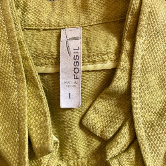 Fossil Double Collar Cap Sleeve Charteuse Jacket L - Picture 7 of 7